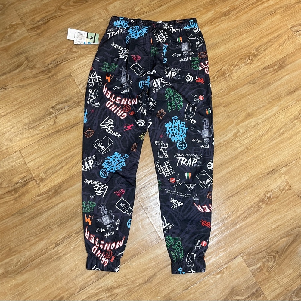 Fresh Prints of Bel-Air Hip HopBlack Graffiti Jogger Pants Drawstring 3 pocket M